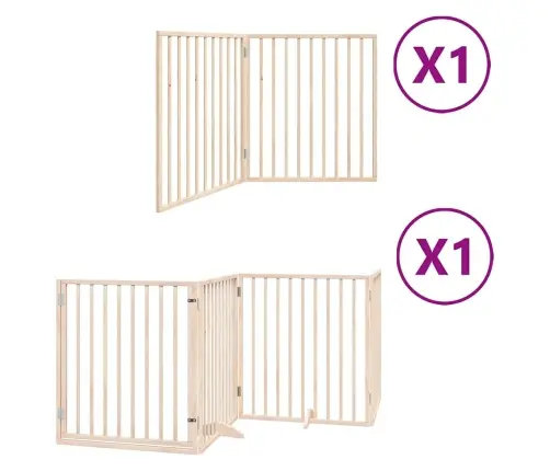 Suņu Vārti Ar Durvīm, Salokāmi, 6 Paneļi, 480 Cm, Papeles Koks Vidaxl