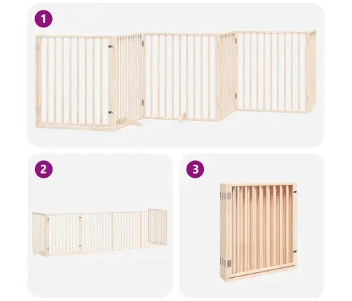 Suņu Vārti Ar Durvīm, Salokāmi, 6 Paneļi, 480 Cm, Papeles Koks Vidaxl