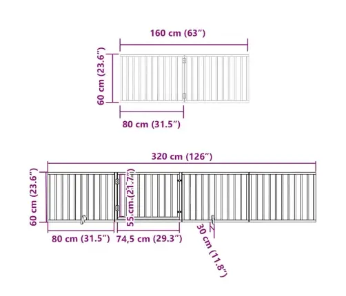 Suņu Vārti Ar Durvīm, Salokāmi, 6 Paneļi, 480 Cm, Papeles Koks Vidaxl