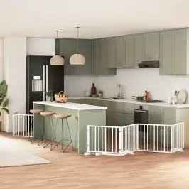 Suņu Vārti Ar Durvīm, Salokāmi, 6 Paneļi, 480 Cm, Papeles Koks Vidaxl