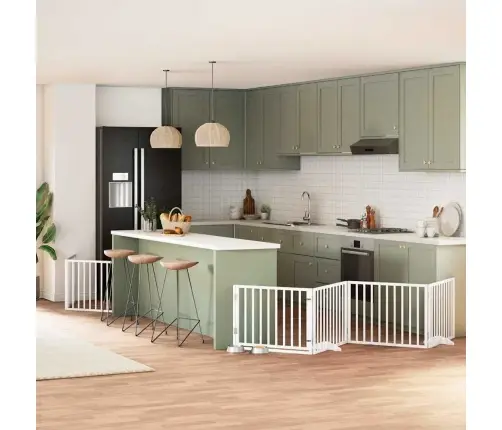 Varteliai Šunims Su Durimis, 8 Segmentai, Balti, 640cm Tuopa