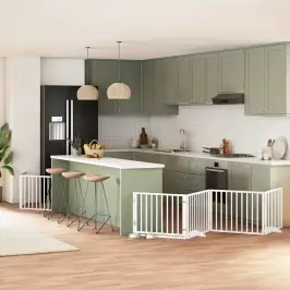 Suņu Vārti Ar Durvīm, Salokāmi, 12 Paneļi, 960 Cm, Papeles Koks Vidaxl