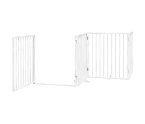 Kokkupandav Koeravärav Uksega, 8 Paneeli, Valge 640 cm Pappel