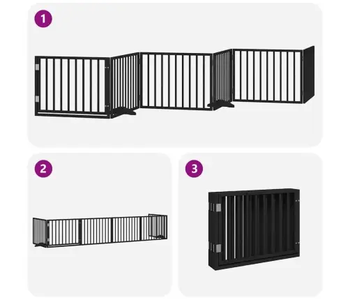 Varteliai Šunims Su Durimis, 6 Segmentai, Juodi, 480cm Tuopa