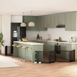 Suņu Vārti Ar Durvīm, Salokāmi, 6 Paneļi, 480 Cm, Papeles Koks Vidaxl