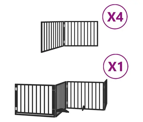 Kokkupandav Koeravärav Uksega, 12 Paneeli, Must 960 cm Pappel