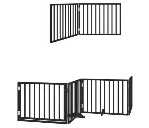 Kokkupandav Koeravärav Uksega, 12 Paneeli, Must 960 cm Pappel