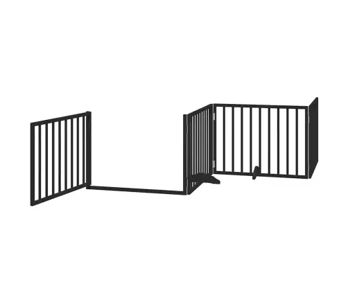Kokkupandav Koeravärav Uksega, 12 Paneeli, Must 960 cm Pappel