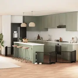 Kokkupandav Koeravärav Uksega, 12 Paneeli, Must 960 cm Pappel