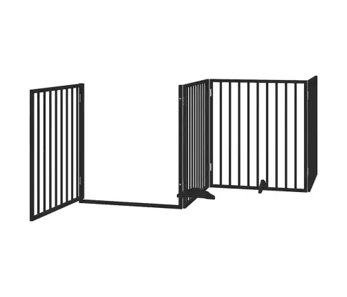 Kokkupandav Koeravärav Uksega, 6 Paneeli, Must 480 cm Pappel