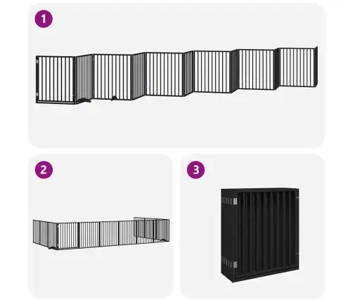 Suņu Vārti Ar Durvīm, Salokāmi, 12 Paneļi, 960 Cm, Papeles Koks Vidaxl