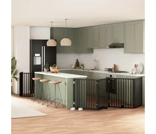 Suņu Vārti Ar Durvīm, Salokāmi, 12 Paneļi, 960 Cm, Papeles Koks Vidaxl