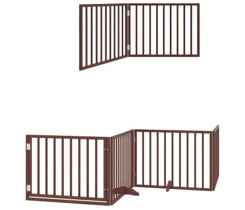 Suņu Vārti Ar Durvīm, Salokāmi, 8 Paneļi, 640 Cm, Papeles Koks Vidaxl