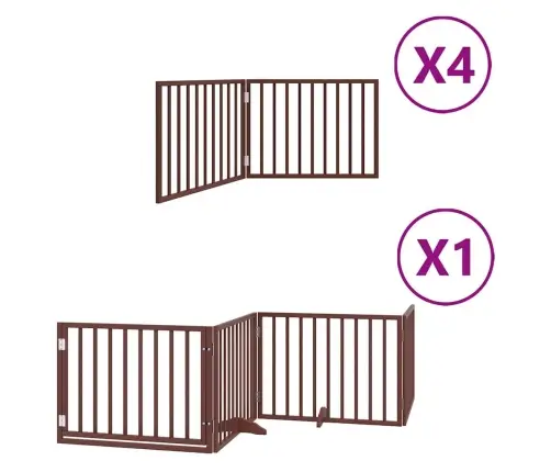 Suņu Vārti Ar Durvīm, Salokāmi, 12 Paneļi, 960 Cm, Papeles Koks Vidaxl