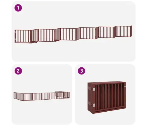 Suņu Vārti Ar Durvīm, Salokāmi, 12 Paneļi, 960 Cm, Papeles Koks Vidaxl