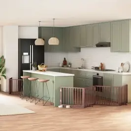 Suņu Vārti Ar Durvīm, Salokāmi, 12 Paneļi, 960 Cm, Papeles Koks Vidaxl