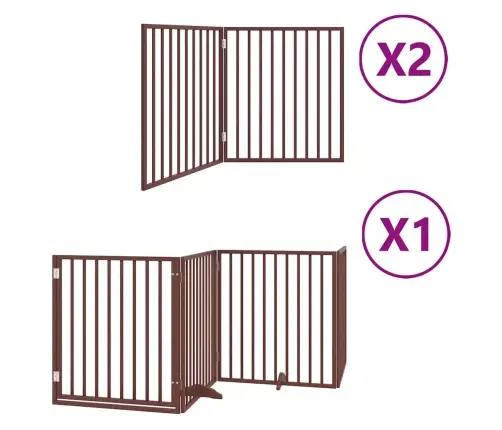 Suņu Vārti Ar Durvīm, Salokāmi, 8 Paneļi, 640 Cm, Papeles Koks Vidaxl
