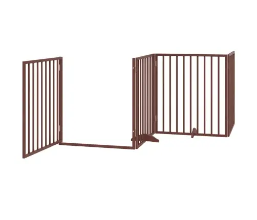 Suņu Vārti Ar Durvīm, Salokāmi, 8 Paneļi, 640 Cm, Papeles Koks Vidaxl