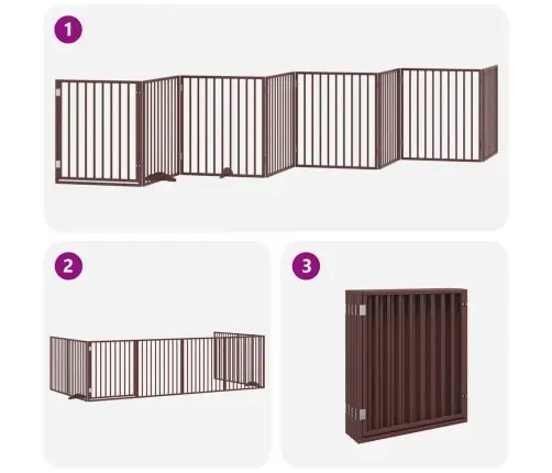 Suņu Vārti Ar Durvīm, Salokāmi, 8 Paneļi, 640 Cm, Papeles Koks Vidaxl