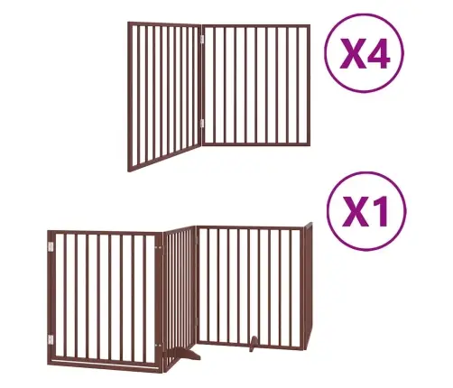 Suņu Vārti Ar Durvīm, Salokāmi, 12 Paneļi, 960 Cm, Papeles Koks Vidaxl