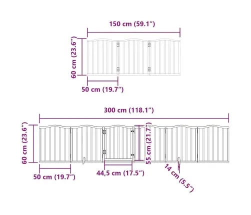 Varteliai Šunims Su Durimis, 9 Segmentai, 450cm Tuopos Mediena