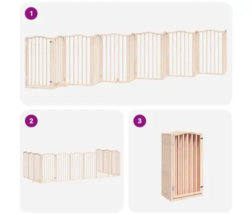 Suņu Vārti Ar Durvīm, Salokāmi, 12 Paneļi, 600 Cm, Papeles Koks Vidaxl