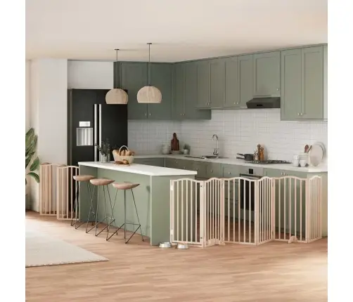 Suņu Vārti Ar Durvīm, Salokāmi, 12 Paneļi, 600 Cm, Papeles Koks Vidaxl