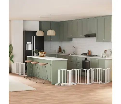 Suņu Vārti Ar Durvīm, Salokāmi, 9 Paneļi, 450 Cm, Papeles Koks Vidaxl