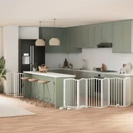 Suņu Vārti Ar Durvīm, Salokāmi, 15 Paneļi, 750 Cm, Papeles Koks Vidaxl