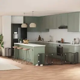 Kokkupandav Koeravärav Uksega, 9 Paneeli, Must 450 cm Pappel