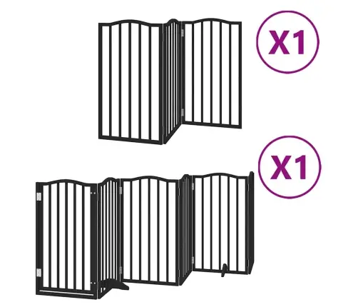 Suņu Vārti Ar Durvīm, Salokāmi, 9 Paneļi, 450 Cm, Papeles Koks Vidaxl