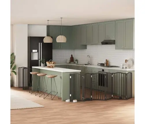 Suņu Vārti Ar Durvīm, Salokāmi, 9 Paneļi, 450 Cm, Papeles Koks Vidaxl