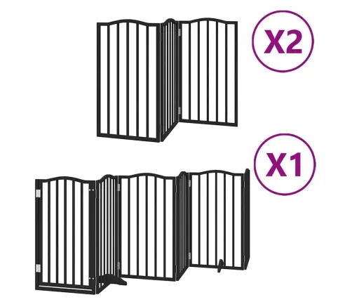 Kokkupandav Koeravärav Uksega, 12 Paneeli, Must 600 cm Pappel