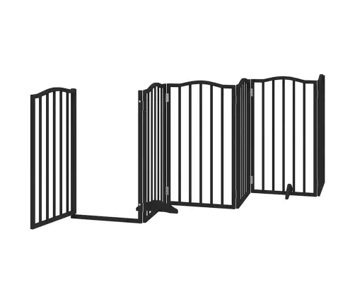 Kokkupandav Koeravärav Uksega, 12 Paneeli, Must 600 cm Pappel