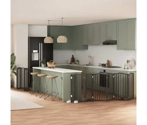 Kokkupandav Koeravärav Uksega, 12 Paneeli, Must 600 cm Pappel