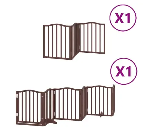 Suņu Vārti Ar Durvīm, Salokāmi, 9 Paneļi, 450 Cm, Papeles Koks Vidaxl