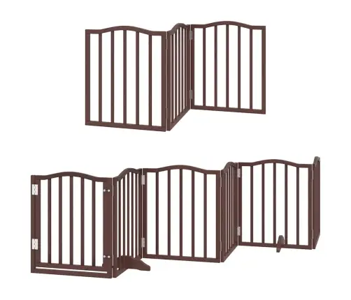 Suņu Vārti Ar Durvīm, Salokāmi, 9 Paneļi, 450 Cm, Papeles Koks Vidaxl