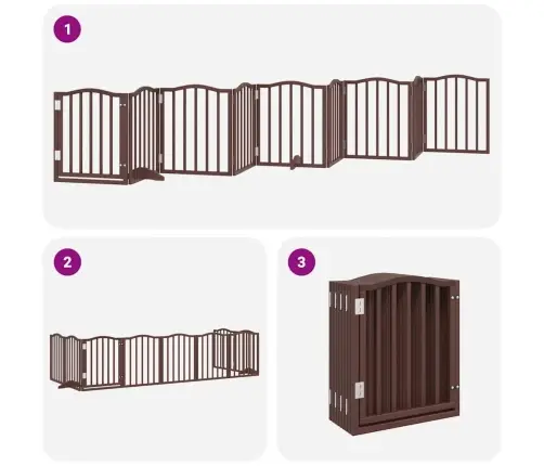 Suņu Vārti Ar Durvīm, Salokāmi, 9 Paneļi, 450 Cm, Papeles Koks Vidaxl