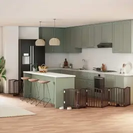 Suņu Vārti Ar Durvīm, Salokāmi, 9 Paneļi, 450 Cm, Papeles Koks Vidaxl