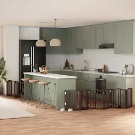 Suņu Vārti Ar Durvīm, Salokāmi, 15 Paneļi, 750 Cm, Papeles Koks Vidaxl