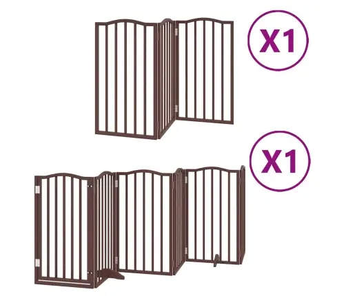 Suņu Vārti Ar Durvīm, Salokāmi, 9 Paneļi, 450 Cm, Papeles Koks Vidaxl