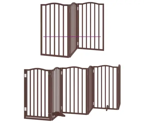 Suņu Vārti Ar Durvīm, Salokāmi, 9 Paneļi, 450 Cm, Papeles Koks Vidaxl