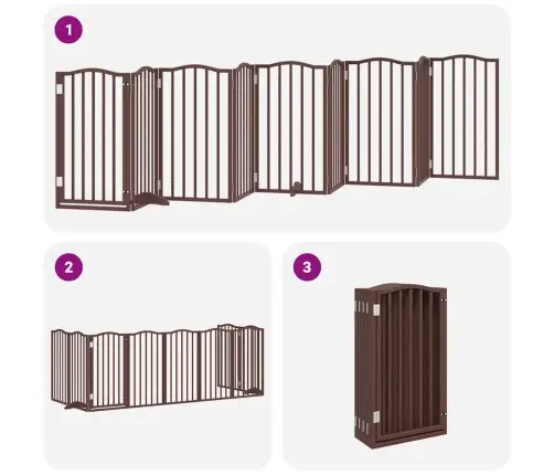 Suņu Vārti Ar Durvīm, Salokāmi, 9 Paneļi, 450 Cm, Papeles Koks Vidaxl