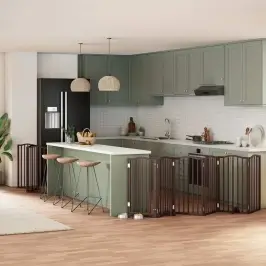 Kokkupandav Koeravärav Uksega, 9 Paneeli, Pruun 450 cm Pappel