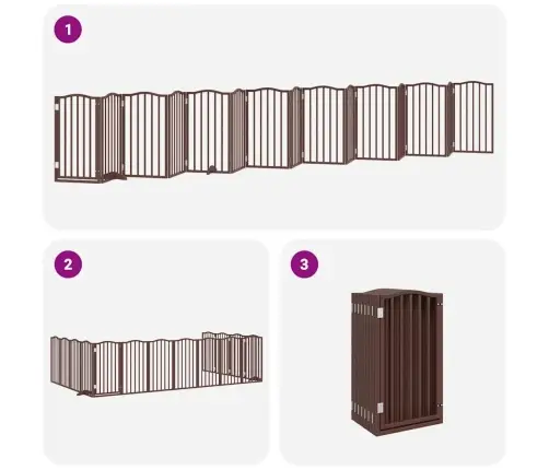 Suņu Vārti Ar Durvīm, Salokāmi, 15 Paneļi, 750 Cm, Papeles Koks Vidaxl