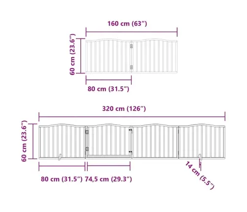 Suņu Vārti Ar Durvīm, Salokāmi, 6 Paneļi, 480 Cm, Papeles Koks Vidaxl
