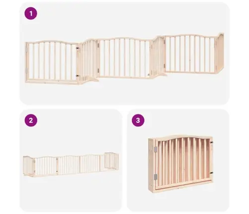 Suņu Vārti Ar Durvīm, Salokāmi, 6 Paneļi, 480 Cm, Papeles Koks Vidaxl