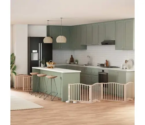 Suņu Vārti Ar Durvīm, Salokāmi, 10 Paneļi, 800 Cm, Papeles Koks Vidaxl