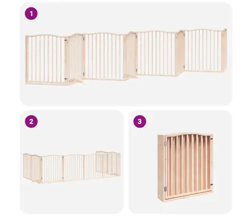 Suņu Vārti Ar Durvīm, Salokāmi, 8 Paneļi, 640 Cm, Papeles Koks Vidaxl