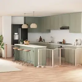 Suņu Vārti Ar Durvīm, Salokāmi, 8 Paneļi, 640 Cm, Papeles Koks Vidaxl